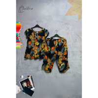 Đồ bộ lanh, bộ tole nữ quần lửng loại 1, áo tay búp mặc nhà