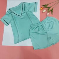 Đồ bộ lụa satin cao cấp mịn mát cổ V có tay quần đùi