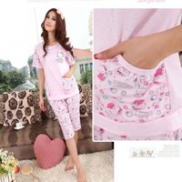 Đồ bộ lừng mặc nhà hello kitty thun cotton hàng quảng châu - B314 - đồ mặc nhà - quần áo mặc nhà