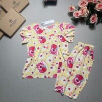Đồ Bộ Lửng Tay Búp Sen Chất Lanh 2 Da Loại 1 Gấu Hồng Dễ Thương Siêu Mát Đồ Bộ Minh Minh LS03