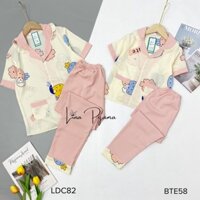 Đồ bộ mặc nhà cho bé gái cộc tay quần dài, set đôi mẹ và bé gái lụa mango siêu đáng yêu