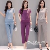 Đồ bộ mặc nhà cho mẹ quần áo trung niên Mẹ Sam 24h chất liệu đũi mát mẻ thoải mái ĐBH.27