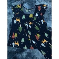 Đồ bộ mặc nhà cotton họa tiết thiết kế, quần lửng  - 60kg trở xuống