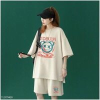 Đồ bộ mặc nhà, đồ bộ đùi nam nữ in hình mặt gấu trẻ trung năng động thích hợp mặc nhà, đi chơi, thể thao