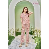 Đồ Bộ Mặc Nhà Emma Pyjama Lụa Áo Ngắn Tay, Quần Dài EHLLU.22.44.08