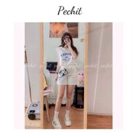 Đồ bộ mặc nhà nữ thể thao tanktop bigsize dễ thương in chữ PECHIT DB03