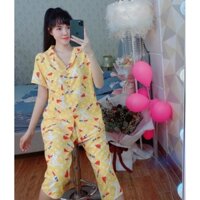 Đồ bộ mặc nhà pijama tay ngắn quần lửng