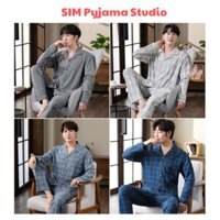 Đồ bộ mặc nhà pyjama đồ ngủ cho nam chất cotton Quảng Châu họa tiết đơn giản hợp mọi lứa tuổi SIM - Pyjama Studio