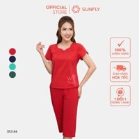 Đồ bộ mặc nhà SUNFLY chất cotton áo cộc quần ngố SP2184 gomar