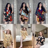 Đồ bộ mặc nhà tay cánh dơi quần ngắn lụa siêu mềm mướt - Đồ bộ đùi mát