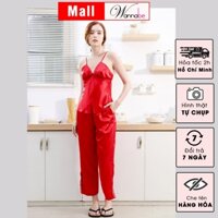 Đồ bộ mặc nhà WANNABE bộ đồ quần dài áo 2 dây cúp ngực viền ren gợn sóng nhẹ nhàng nữ tính BDS41
