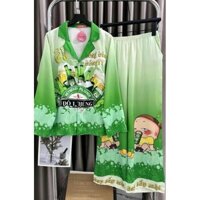 Đồ bộ mặc tết bia heni - chất liệu lụa latin Áo Đồ Ngủ Nữ Mặc Nhà Tay Dài Quần Dài