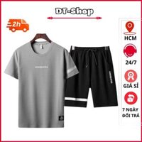 Đồ bộ nam hè Set đồ thể thao nam mặc nhà Phối màu đẹp chất thun thoáng mát mẫu mới 2022 - Xám-Btt DINK,M<55kg