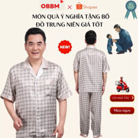 Đồ bộ nam trung niên, bộ pijama cho người già lụa ngắn tay (201+233)_hàng sẵn