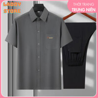 Đồ Bộ Nam Trung Niên Cổ Sơ Mi Sang Trọng Chất Liệu Đũi Cao Cấp Mềm Mát