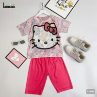 Đồ bộ ngố trẻ em hình Hello Kitty thun lạnh co giãn 4 chiều in 3D TC1121 Size đại (10-60kg)