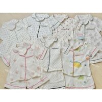 Đồ bộ ngủ áo quần Pijama tay dài quần ngăn cho bé trai bé gái trẻ em sơ sinh vải Muslin