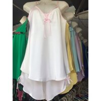 •Đồ Bộ Ngủ Phi Bóng Xinh Xắn Kiểu Dáng Sang Chảnh Cho Bạn Gái - quần dùi (nhà may)