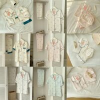 ĐỒ BỘ NGỦ PIJAMA LỤA TAY NGẮN QUẦN DÀI HOẠ TIẾT HỒNG CUTE ĐÁNG YÊU MEY TRẦN