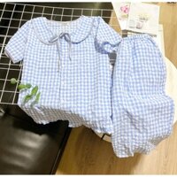 Đồ bộ ngủ pijama nữ quần lửng áo cộc tay cổ sen điệu đà mặc nhà vải Đũi, Lụa Mango nhiều cỡ