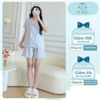 Đồ bộ ngủ pijama nữ quần ngắn áo cổ bẻ hoa nhí xinh xắn chất liệu Lụa Mango, Đũi cao cấp