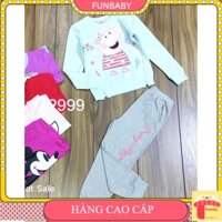 Đồ bộ nỉ bé gái 5-12 tuổi in hình và chữ hàng xuất Hm chất liệu nỉ da cá cao cấp hình in ngộ nghĩnh