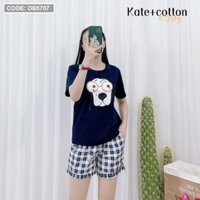 Đồ bộ nữ áo thun quần sóc caro kate