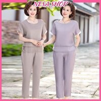 Đồ bộ nữ Cao Cấp tặng bà tặng mẹ, chất liệu vải mát, form rộng thoải mái, quần áo trung niên sang, quý phái NeSa Shop