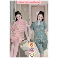 Đồ bộ nữ dễ thương bộ ngủ lụa mango pyjama cao cấp áo cộc tay quần lửng