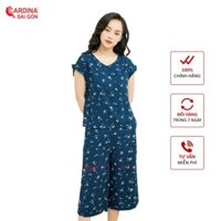 Đồ Bộ Nữ Dễ Thương Mặc Nhà Lửng Cao Cấp 𝐂𝐀𝐑𝐃𝐈𝐍𝐀 𝑺𝒂̀𝒊 𝑮𝒐̀𝒏 Chất Liệu Lanh Nhung Tôn Dáng Gợi Cảm Mã LV9