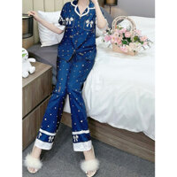 Đồ bộ nữ DOUMO pijama mặc nhà , đồ ngủ nữ lụa xước cao cấp tay ngắn quần dài bigsize SP0313