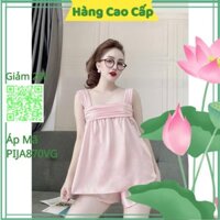 Đồ Bộ Nữ Kiểu, Đồ Ngủ Mặc Nhà Áo Dây Thun Sau Cách Điệu Quần Cọc Chất Lụa Latin Form Dáng Chuẩn Siêu Gợi Cảm.