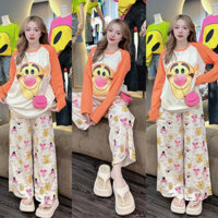 Đồ bộ nữ mặc nhà , áo dài tay quần ồng rộng, Free size :  45kg - 75kg - MP18-C