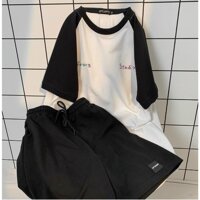 Đồ Bộ Nữ Mùa Hè Dễ Thương Nhiều Hình Nhiều Mẫu in chư iLIKE - Đồ Bộ Tay Ngắn Chất liệu Cotton, bộ đồ mặc nhà dễ thương - ĐEN - SIZE M