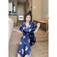Đồ bộ nữ pijama lụa Gấm tay ngắn quần dài có túi (40-60kg)