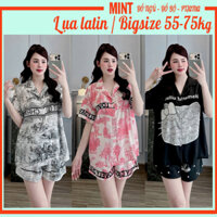 Đồ bộ nữ, pijama lụa latin loại 1 cao cấp CC02, đồ ngủ Bigsize 55-75kg