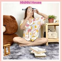 Đồ bộ nữ pijama lụa ngủ mặc nhà tiểu thư tay cánh dơi quần ngắn dễ thương