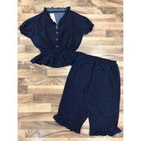 Đồ bộ nữ quần lửng chấm bi