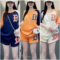 ĐỒ BỘ NỮ, SÉT BỘ ĐÙI QUẦN VÀ ÁO NỮ BIGSIZE THUN COTTON IN CHỮ B Women