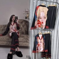Đồ bộ nữ tay ngắn Pijama Lụa Xước dưới 63kg freesize