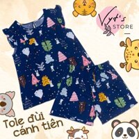 Đồ bộ nữ tole lanh quần đùi cánh tiên