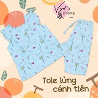 Đồ bộ nữ tole lanh quần lửng cánh tiên