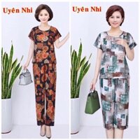 Đồ bộ nữ trung niên quần áo lanh tole nhung cho mẹ cho bà vải dày mịn thoáng mát loại 1