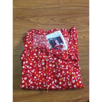 Đồ bộ nữ,đồ ngủ mặc nhà lửng 9 tấc vải lụa mango họa tiết hoa nhí siêu cưng size 47-60lg. - Nhí đỏ,Size 47-57,60kg