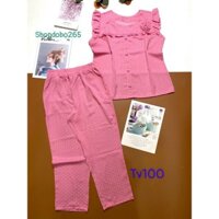 Đồ bộ nữ,đồ ngủ mặc nhà lửng 9 tấc vải lụa mango BL 51 họa tiết dễ thương size 47-60kg.