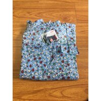 Đồ bộ nữ,đồ ngủ mặc nhà lửng 9 tấc vải lụa mango họa tiết hoa nhí siêu cưng size 47-60lg. - Nhí xanh dương,Size 47-57,60kg