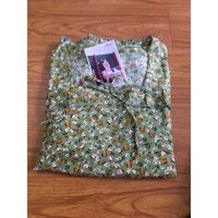Đồ bộ nữ,đồ ngủ mặc nhà lửng 9 tấc vải lụa mango họa tiết hoa nhí siêu cưng size 47-60lg. - Nhí xanh đậu,Size 47-57,60kg