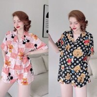 Đồ bộ pijama - Bộ đùi cúc bọc tay cánh dơi lụa mango cao cấp