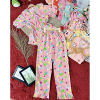 ĐỒ BỘ PIJAMA LỤA CAO CAP SIZE TU 40 DEN 60 KI - HÔNG