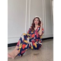 Đồ bộ pijama lụa tay cánh dơi quần dài mặc trong nhà đẹp